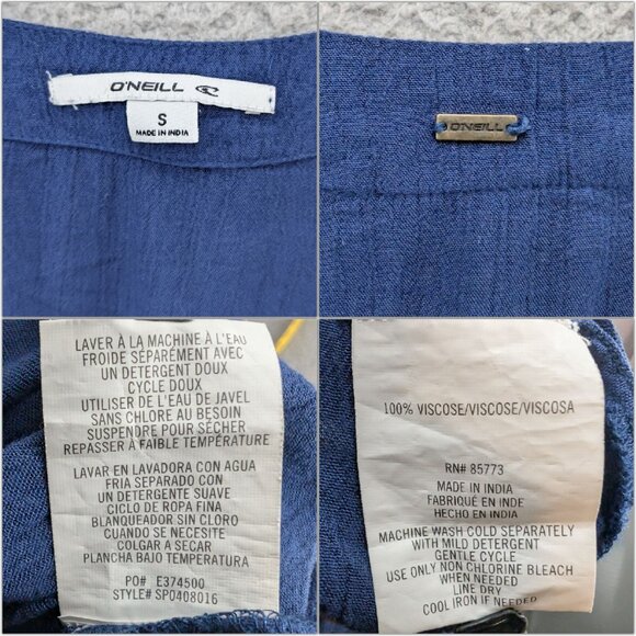 ONeill Clyde Romper Womens Blue Viscose V Neck 2" Swim Cover Up Size S - Picture 3 of 9